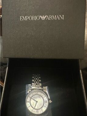 Emporio Armani Silver and Mother-of-Pearl Women's Watch